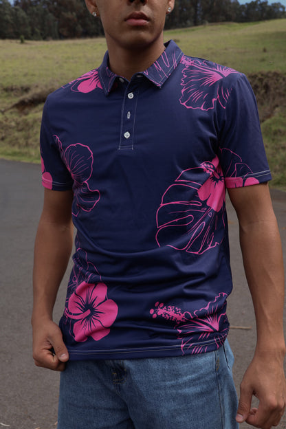 Hibiscus & Monstera Men’s slim fit polo