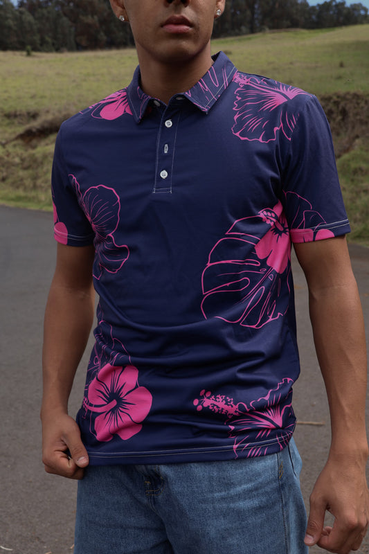 Hibiscus & Monstera Men’s slim fit polo