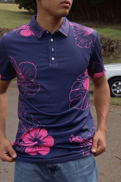 Hibiscus & Monstera Men’s slim fit polo